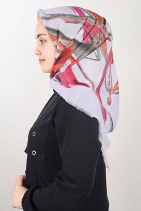 Poloist Desenli Keten Flamlı Eşarp - Desen-687