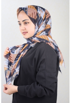 Poloist Desenli Keten Flamlı Eşarp - Desen-692