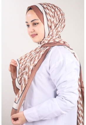 Emproyal Desenli Naturel İpek Şal - Desen-08