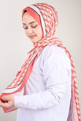 Emproyal Desenli Naturel İpek Şal - Desen-08