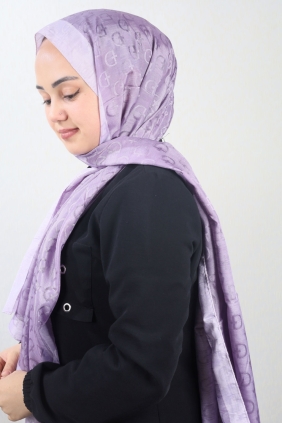 Bonjela Kendinden Desenli Şeritli Monogram Şal - Desen-01