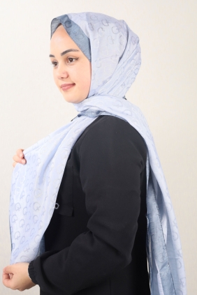 Bonjela Kendinden Desenli Şeritli Monogram Şal - Desen-01