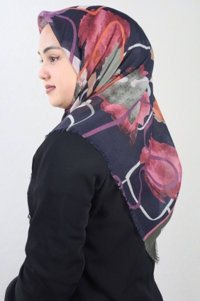 Poloist Desenli Keten Flamlı Eşarp - Desen-694