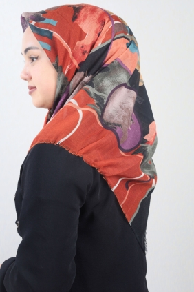 Poloist Desenli Keten Flamlı Eşarp - Desen-694