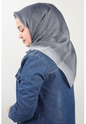 Piramit Düz Renk Simli Bantlı Abiye Eşarp - Desen-12