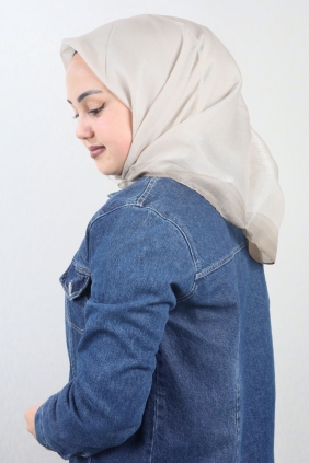 Piramit Düz Renk Simli Bantlı Abiye Eşarp - Desen-12