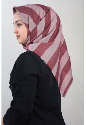 Poloist Çizgili Pamuk Eşarp - Desen-01