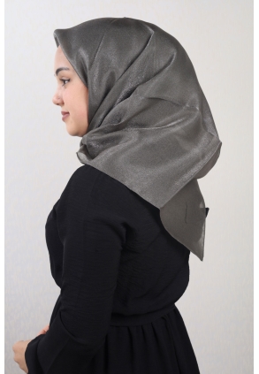 Piramit Düz Renk Simli Efektli Abiye Eşarp - Desen-02