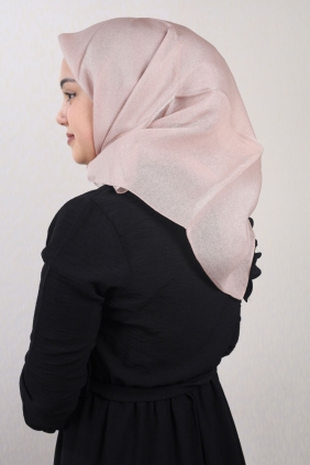 Piramit Düz Renk Simli Efektli Abiye Eşarp - Desen-02