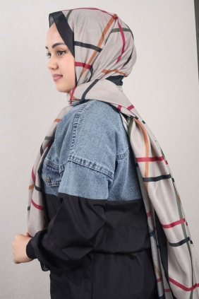 Quare Desenli Dar 70x185 Cm. Fresh Şal - Desen-03