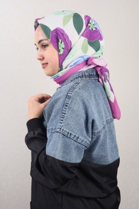 Emproyal Desenli Pliseli Eşarp - Desen-07