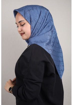 Piramit Kendinden Desenli Monogram Floş Eşarp - Desen-02