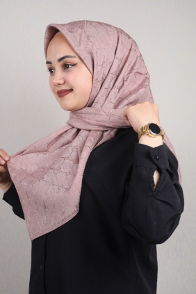 Piramit Kendinden Desenli Monogram Floş Eşarp - Desen-02