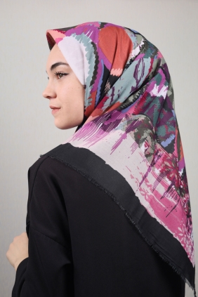 Bonjela Desenli Keten Soft Eşarp - Desen-14