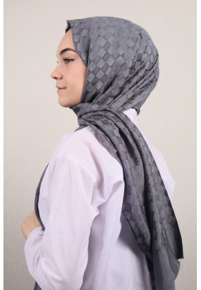 Piramit Kendinden Desenli Monogram Şal - Desen-01
