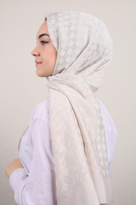 Piramit Kendinden Desenli Monogram Şal - Desen-01