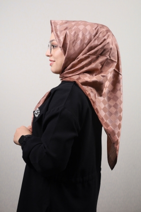 Hint İpek Kendinden Desenli Monogram Eşarp - Desen-05