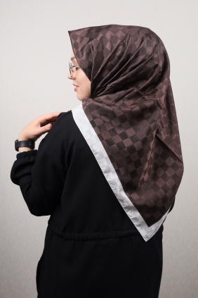 Hint İpek Kendinden Desenli Monogram Eşarp - Desen-05