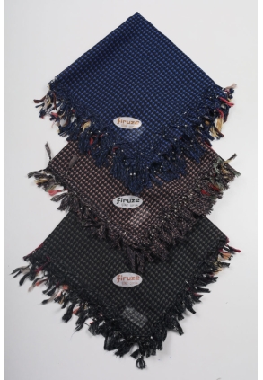 Firuze Star Desenli Boncuklu Tülbent - Desen-43