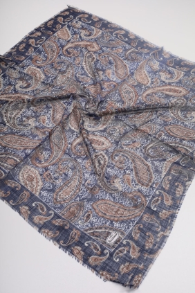 Yasemin İpek Desenli Keten Flamlı Eşarp - Desen-02