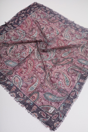 Yasemin İpek Desenli Keten Flamlı Eşarp - Desen-02