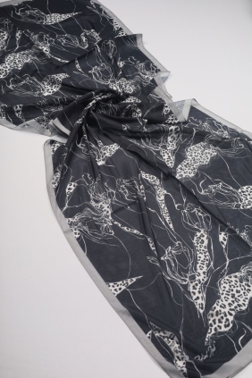 Hint İpek Desenli Dijital Vual Tens. Şal - Desen-02