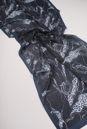 Hint İpek Desenli Dijital Vual Tens. Şal - Desen-02