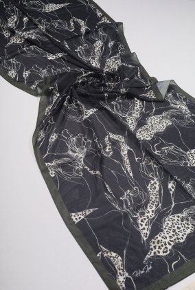 Hint İpek Desenli Dijital Vual Tens. Şal - Desen-02