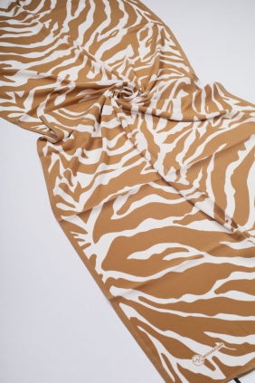 Moda Kaşmir Karamel-Beyaz Serisi Medine İpeği Şal - Desen-03