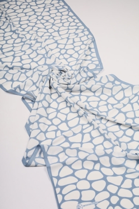 Moda Kaşmir Mavi-Beyaz Serisi Medine İpeği Şal - Desen-03