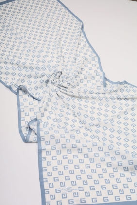 Moda Kaşmir Mavi-Beyaz Serisi Medine İpeği Şal - Desen-03