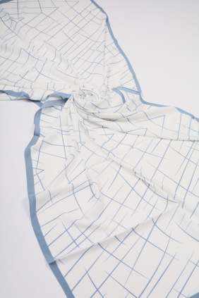 Moda Kaşmir Mavi-Beyaz Serisi Medine İpeği Şal - Desen-03