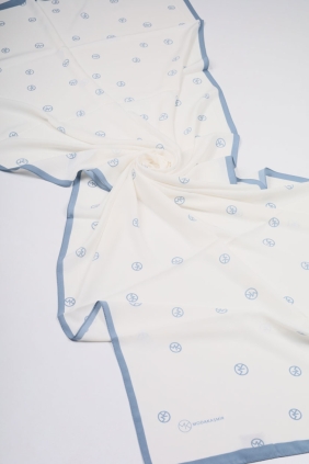 Moda Kaşmir Mavi-Beyaz Serisi Medine İpeği Şal - Desen-03