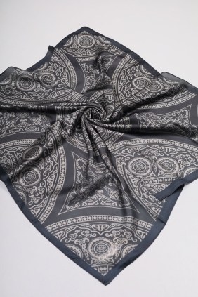 Hint İpek Desenli Vual Eşarp - Desen-01