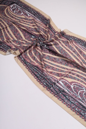 Scarfella Desenli Naturel Şal - Desen-73