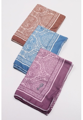 Scarfella Desenli Naturel Şal - Desen-79